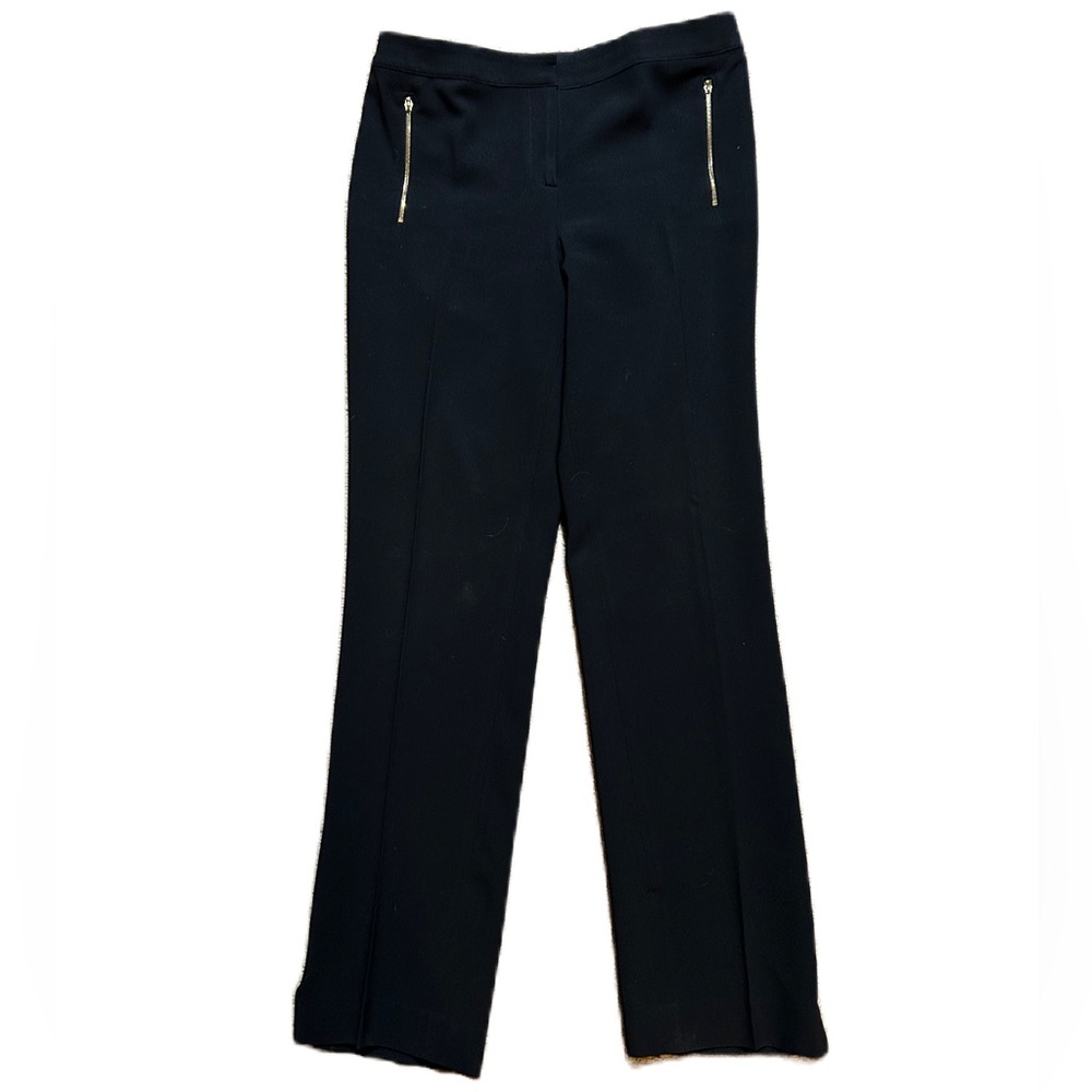 St. John Jennifer Fit Dress Pants Black Women Size 12 Zipper Accent Office Work